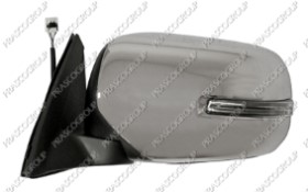 RETROVISEUR GAUCHE ELECTRIQUE-NOIR-AVEC FEU-CONVEXE/CHROME'-AVEC COQUILLE CHROME'