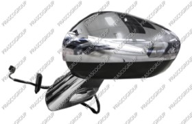 RETROVISEUR GAUCHE ELECTRIQUE-APPRET-FEU REPETITEUR-COQUILLE CHROMEE-BASE CHROMEE-CONVEXE-5 BROCHES